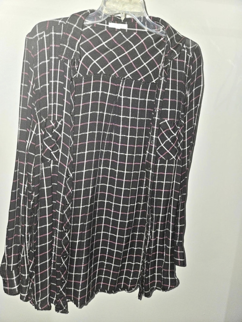 Maurices Plaid Long Sleeve Mini Dress in Black & Pink Size Large